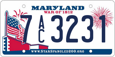 MD license plate 7AC3231