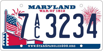 MD license plate 7AC3234