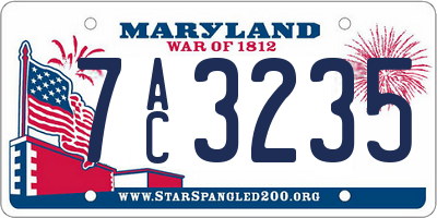 MD license plate 7AC3235