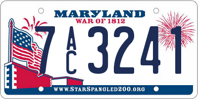 MD license plate 7AC3241