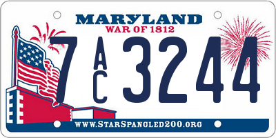 MD license plate 7AC3244