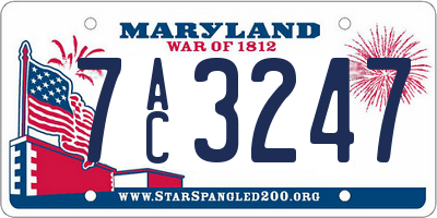 MD license plate 7AC3247