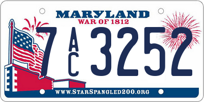 MD license plate 7AC3252