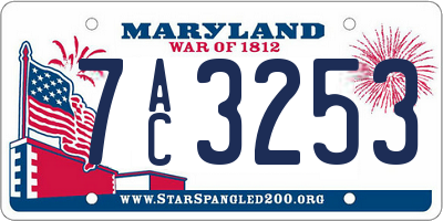 MD license plate 7AC3253