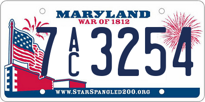 MD license plate 7AC3254