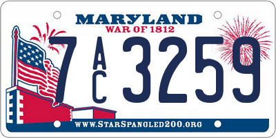 MD license plate 7AC3259