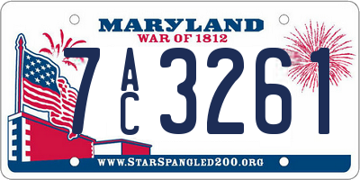 MD license plate 7AC3261