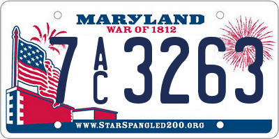 MD license plate 7AC3263