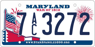 MD license plate 7AC3272