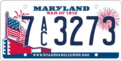 MD license plate 7AC3273