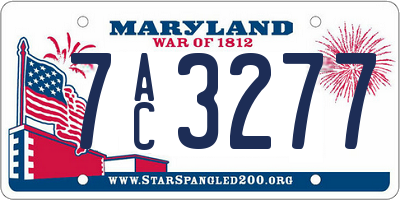 MD license plate 7AC3277