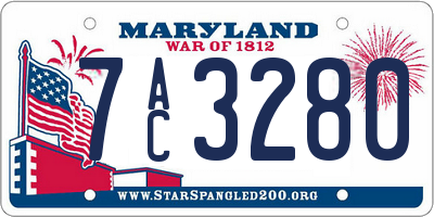 MD license plate 7AC3280