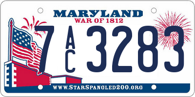 MD license plate 7AC3283