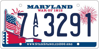 MD license plate 7AC3291