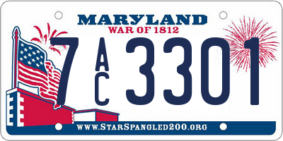 MD license plate 7AC3301