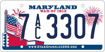MD license plate 7AC3307