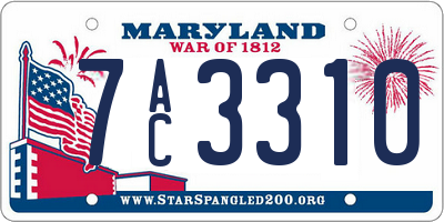 MD license plate 7AC3310