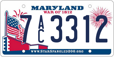 MD license plate 7AC3312