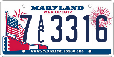 MD license plate 7AC3316