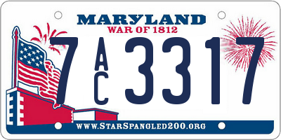 MD license plate 7AC3317