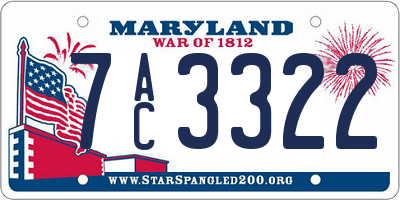 MD license plate 7AC3322