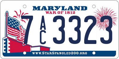 MD license plate 7AC3323