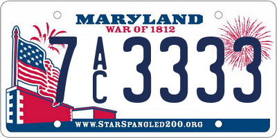 MD license plate 7AC3333
