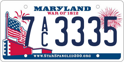 MD license plate 7AC3335