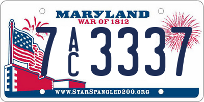 MD license plate 7AC3337