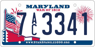 MD license plate 7AC3341