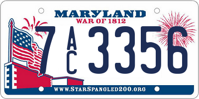 MD license plate 7AC3356