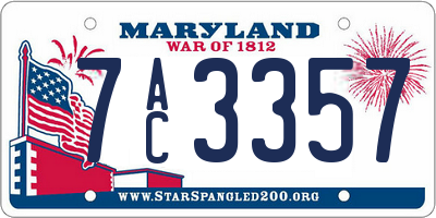 MD license plate 7AC3357