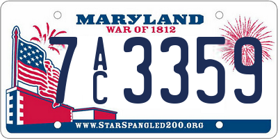 MD license plate 7AC3359