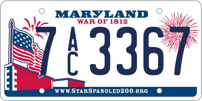 MD license plate 7AC3367