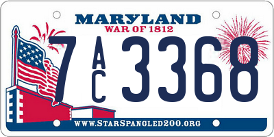 MD license plate 7AC3368
