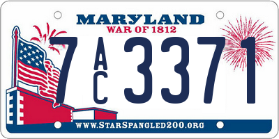 MD license plate 7AC3371
