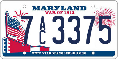 MD license plate 7AC3375