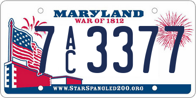 MD license plate 7AC3377