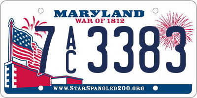 MD license plate 7AC3383