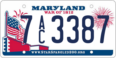 MD license plate 7AC3387