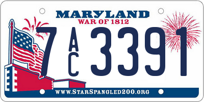 MD license plate 7AC3391