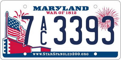 MD license plate 7AC3393