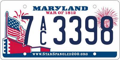 MD license plate 7AC3398