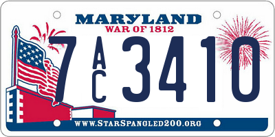 MD license plate 7AC3410