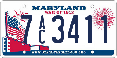 MD license plate 7AC3411