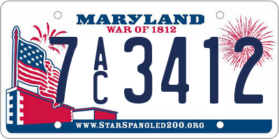 MD license plate 7AC3412