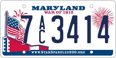 MD license plate 7AC3414