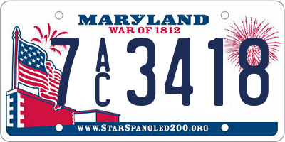 MD license plate 7AC3418