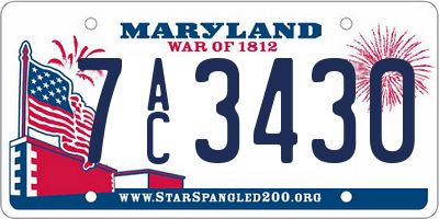 MD license plate 7AC3430