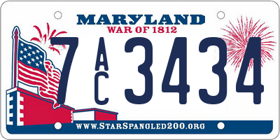 MD license plate 7AC3434